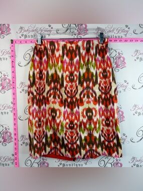 Jones New York skirt Stretch Vibrant Multicoloured Ikat Pencil Skirt Green,Pink